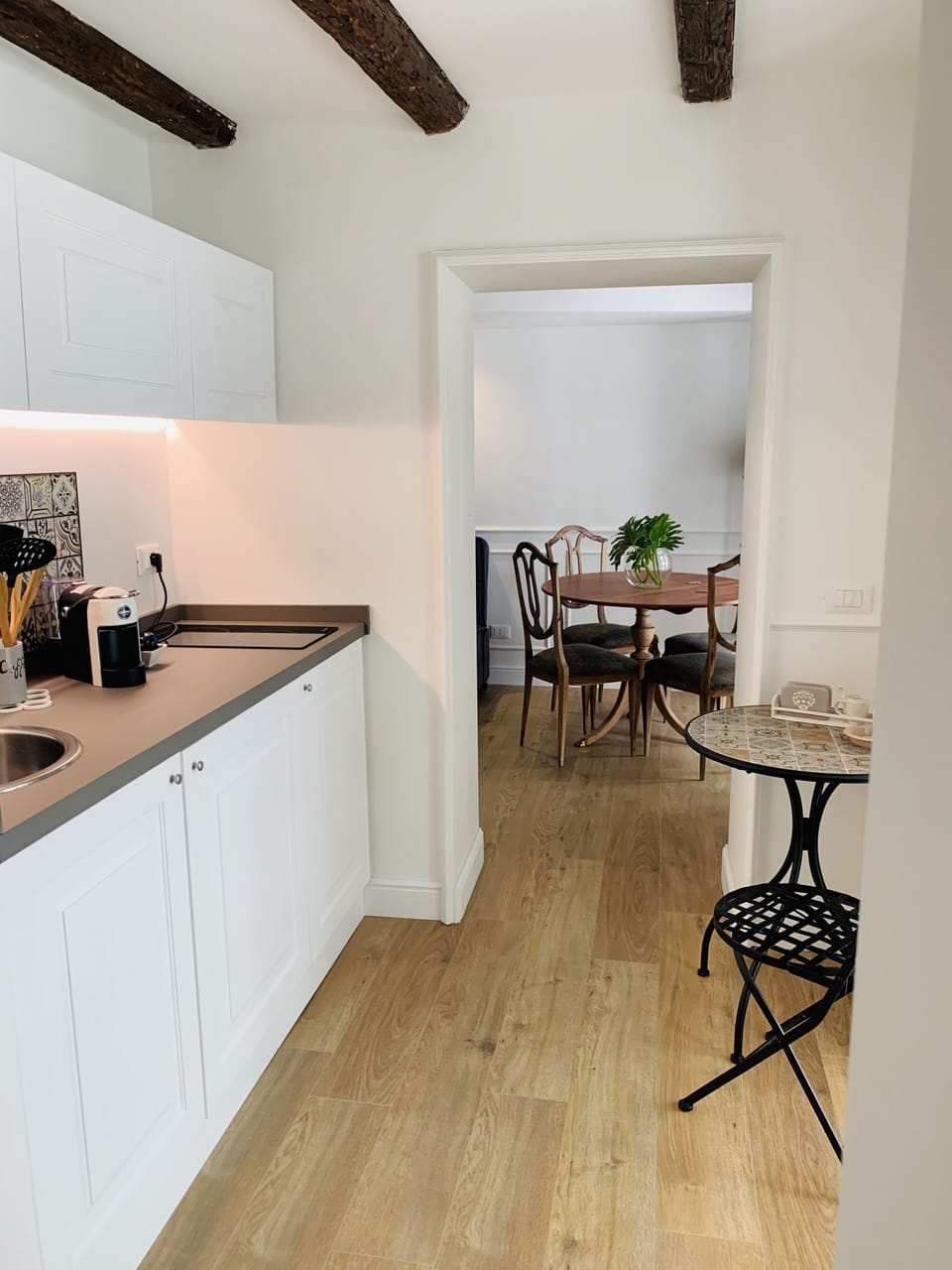 Exclusive Apartment, 1 Bedroom, Kitchen, Mezzanine | Private kitchen | Full-size fridge, microwave, stovetop, espresso maker
