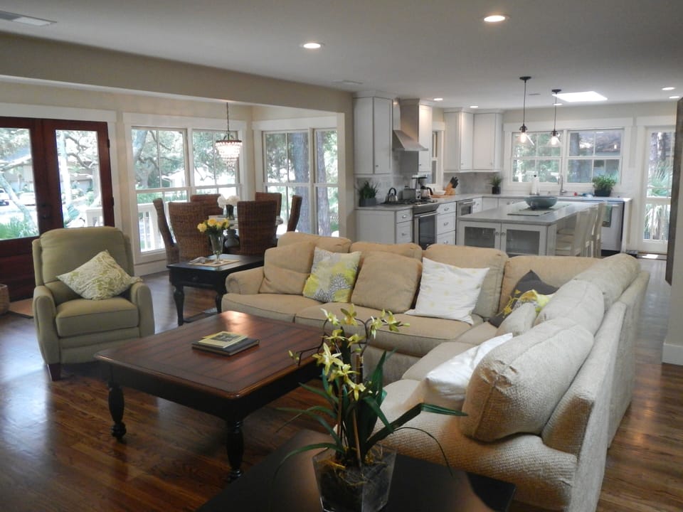 Kitchen/family room with 60 inch plasma TV
