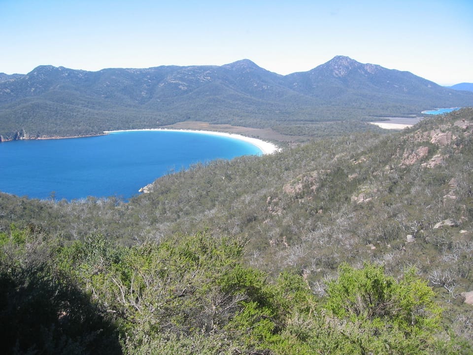 View from lookout on the track saddle, Wineglass on left and Hazards on right.