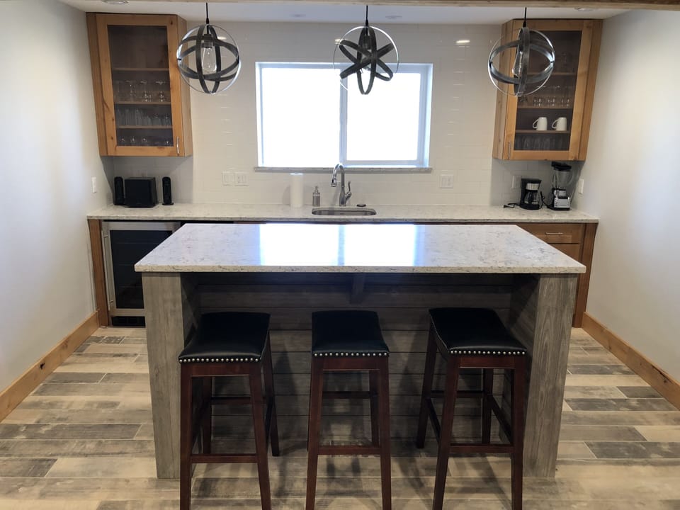 Downstairs Bar Kitchen with bar seating