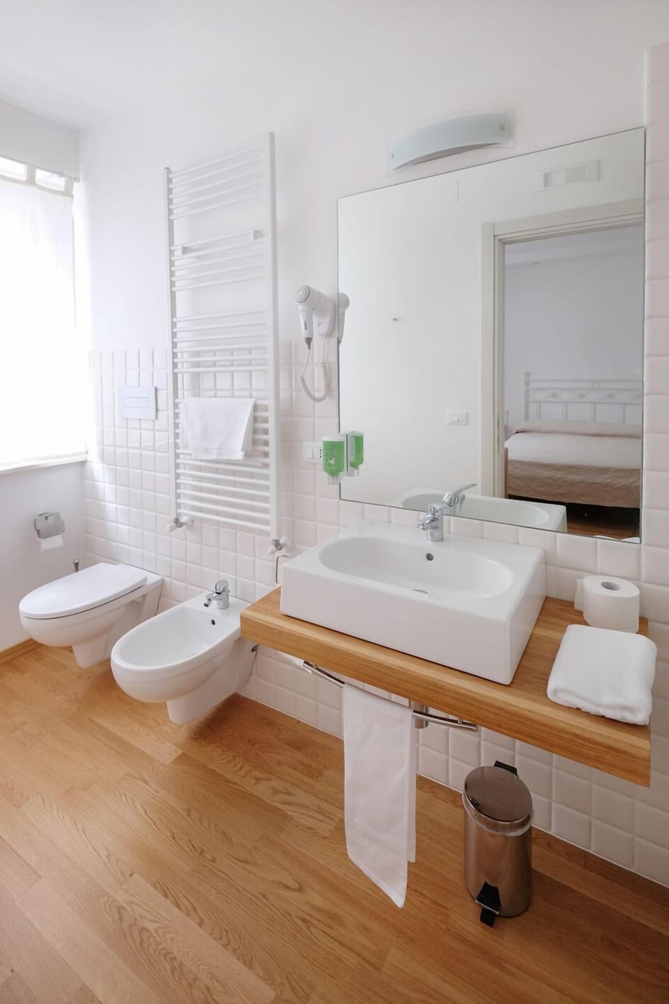 Shower, eco-friendly toiletries, hair dryer, bidet
