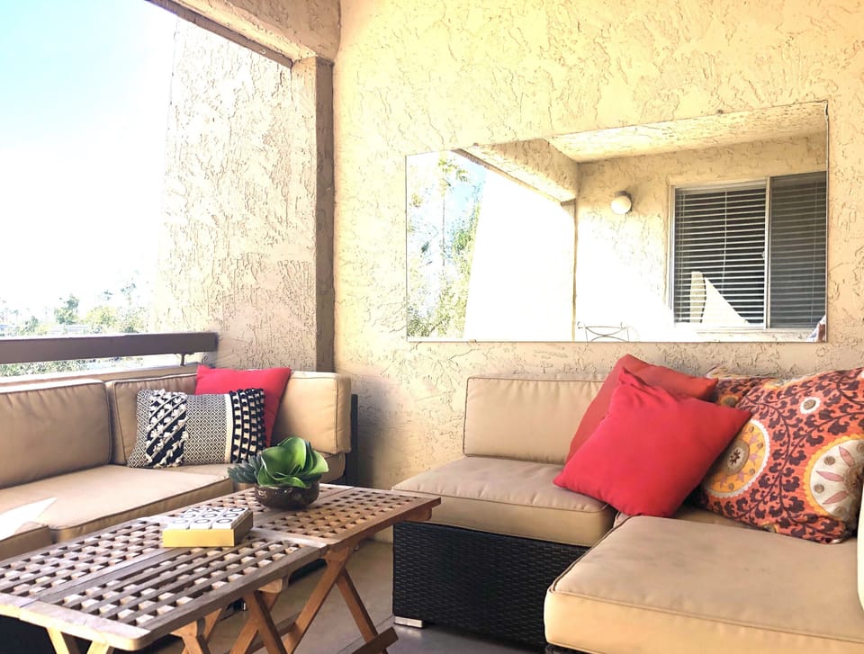 Patio with beautiful sunrise views.