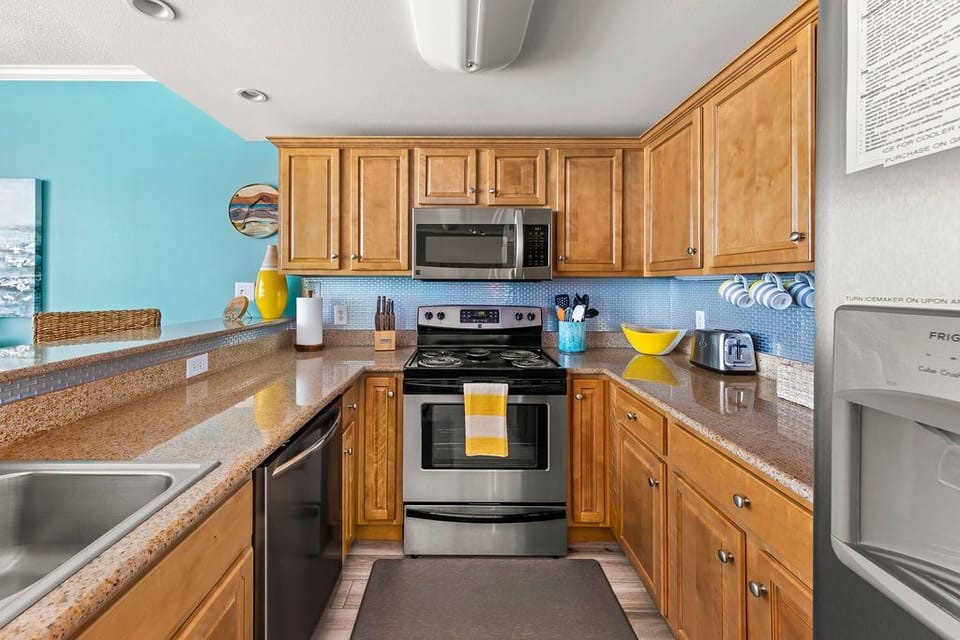 Kitchen with all new stainless steel appliances