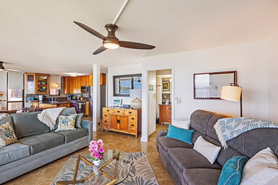 Living room turns into a third bedroom suite at night.