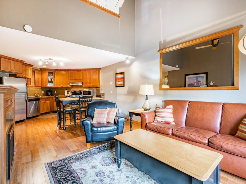 Living area and kitchen