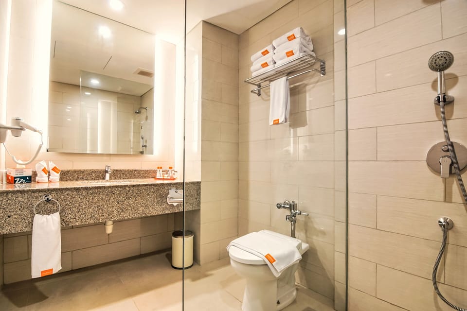 Free toiletries, hair dryer, bathrobes, slippers