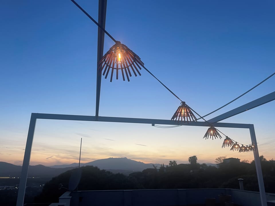 At the evening , from the terras