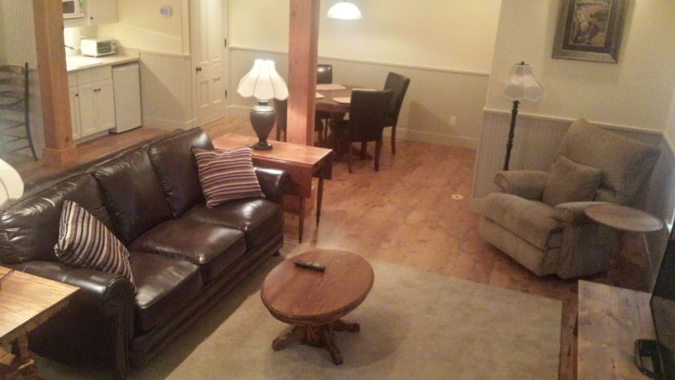 Living, kitchenette and dining areas.