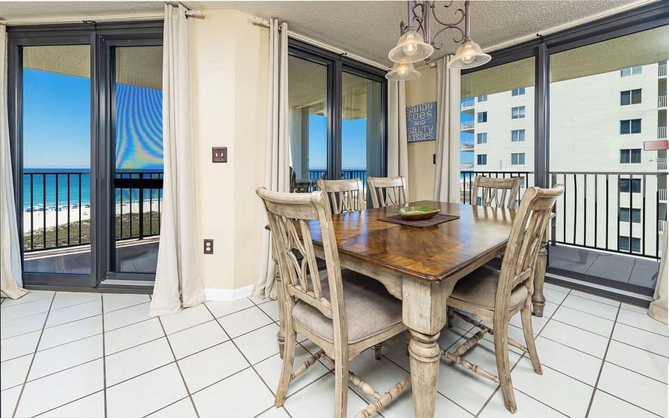 Sunlight spills into the dining area where you gather around the table with your loved ones