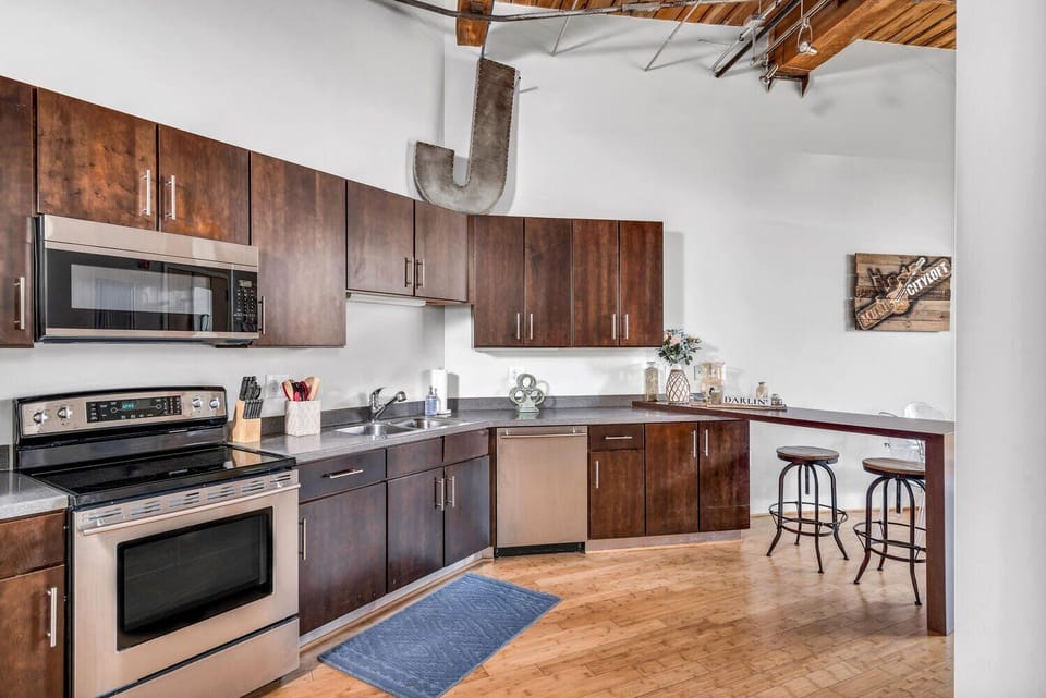 Full kitchen with standard coffee maker.