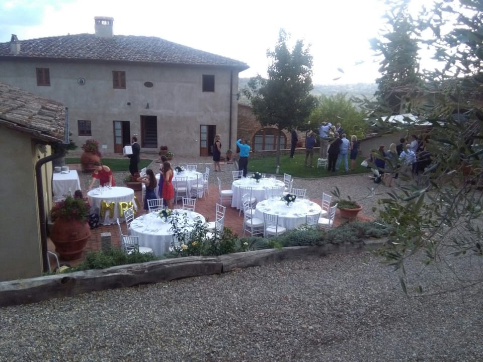 Arranging the furniture for a wedding celebration at the Villa