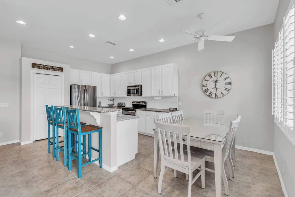 Our kitchen has a bar height counter with 3 stools