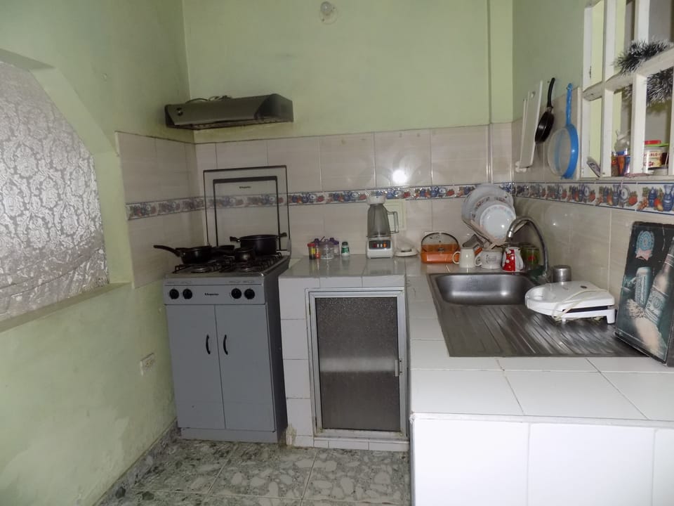 Fridge, stovetop, cookware/dishes/utensils
