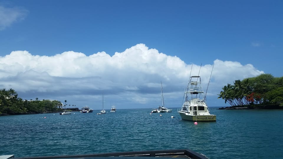 Looking out at the protected Keauhou Bay ..almost always calm and serene to play