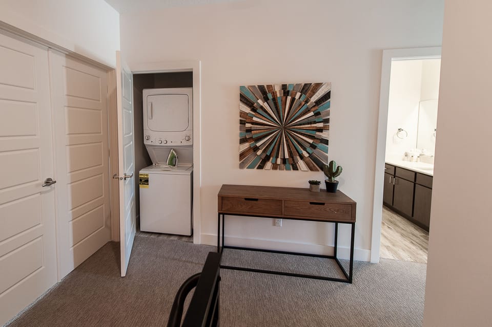 top if stairs, laundry