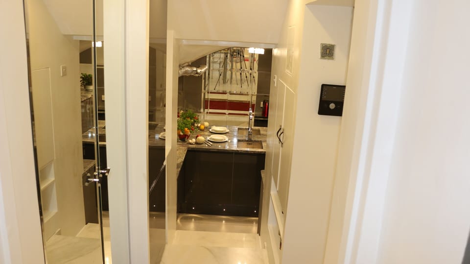 Double mirrored wardrobe in apartment entrance