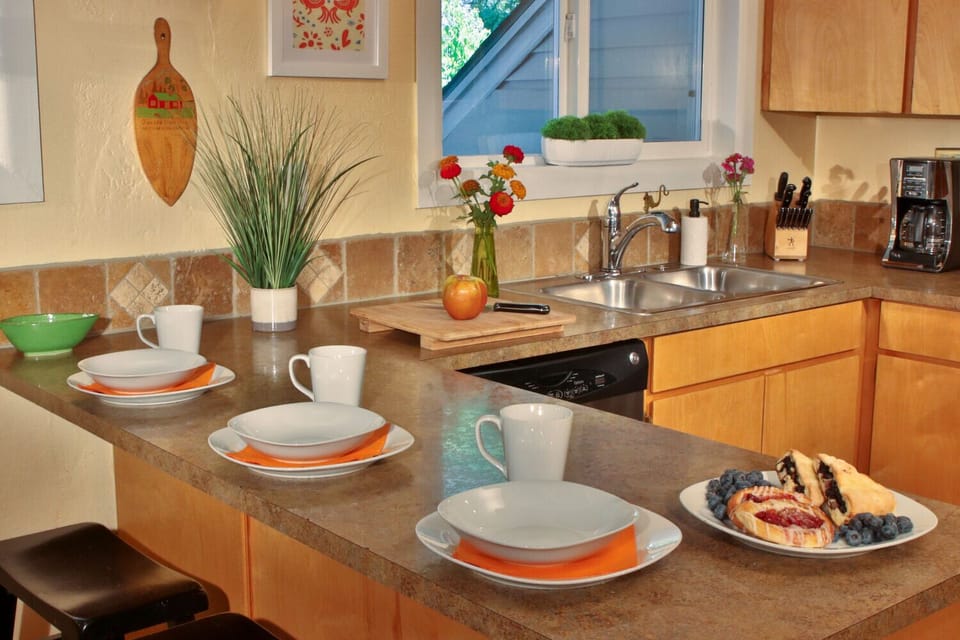 Dining counter in kitchen.