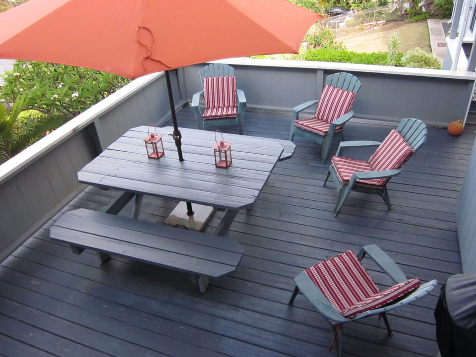 Shared deck for lounging or bbq. A perfect 4th of July location!