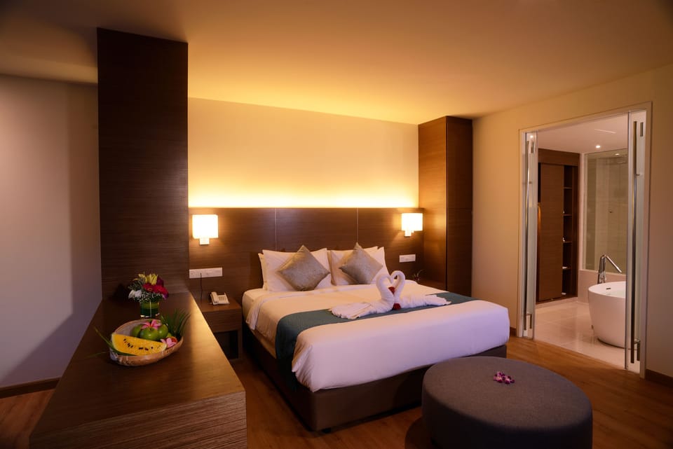 Memory foam beds, minibar, in-room safe, laptop workspace