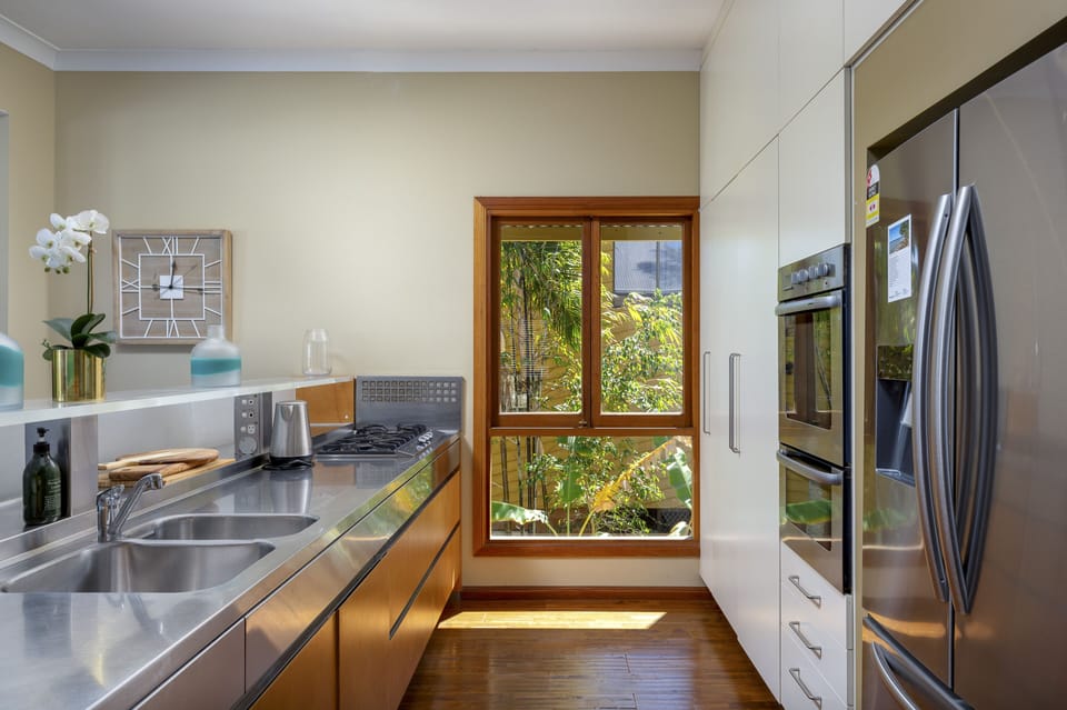 Kitchen has everything you need including coffee machine, two ovens, dishwasher