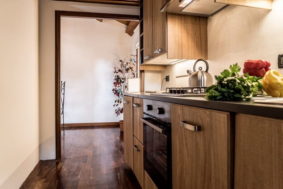 Full-size fridge, microwave, oven, stovetop