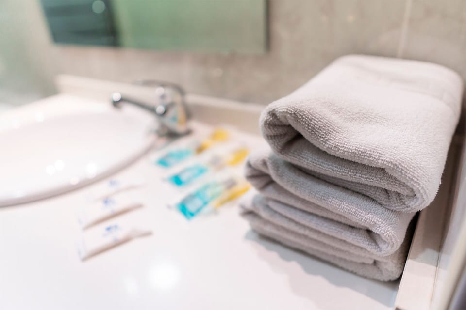 Free toiletries, hair dryer, towels