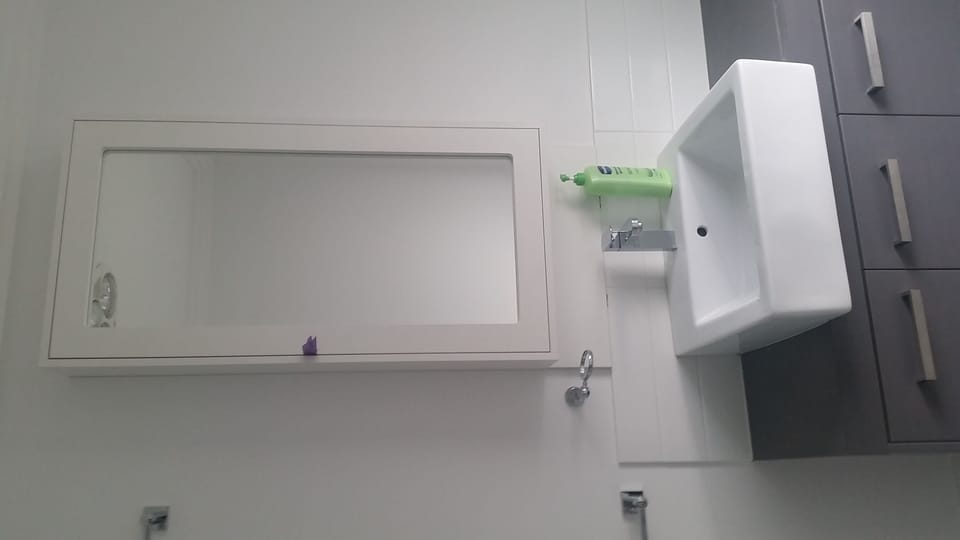 Vanity Cabinet with some Guest essentials : Ladies especially.