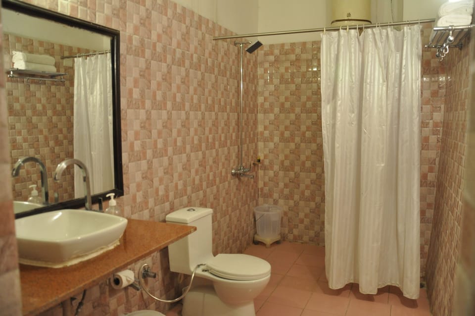 Shower, slippers, towels
