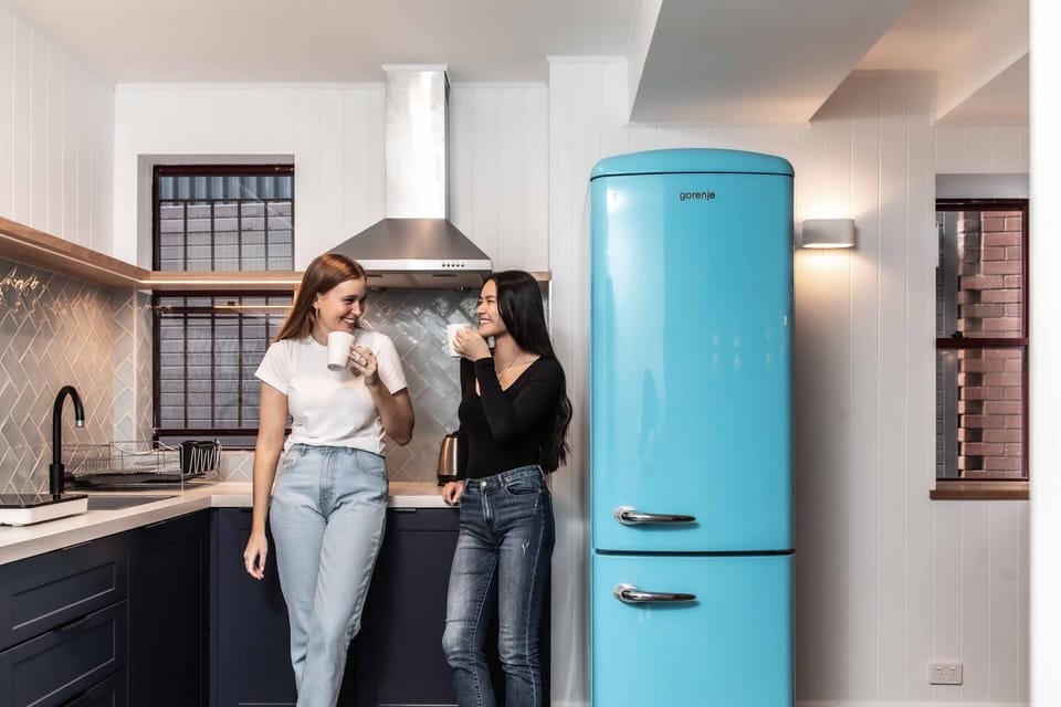 Fridge, microwave, electric kettle