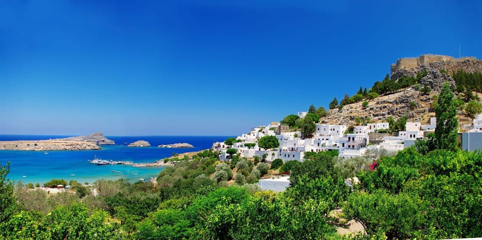This stunning photo is taken in Lindos main sq just 5 mins walk from the villa