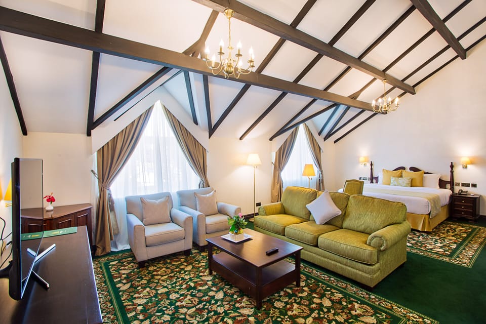 Signature Suite | Living area | 45-inch flat-screen TV with satellite channels, TV