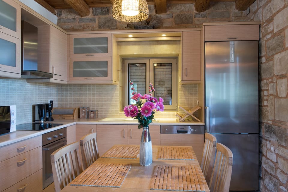 Villa, Private Pool, Sea View | Private kitchen | Full-size fridge, microwave, oven, stovetop