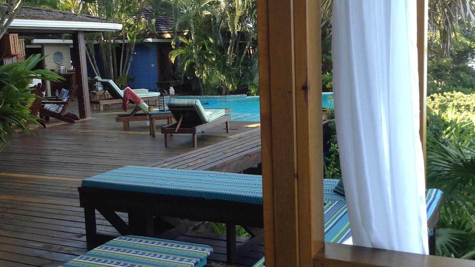 Plenty of pool side seating