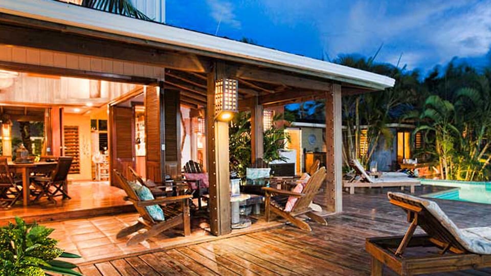 Dramatic evening view of the deck.