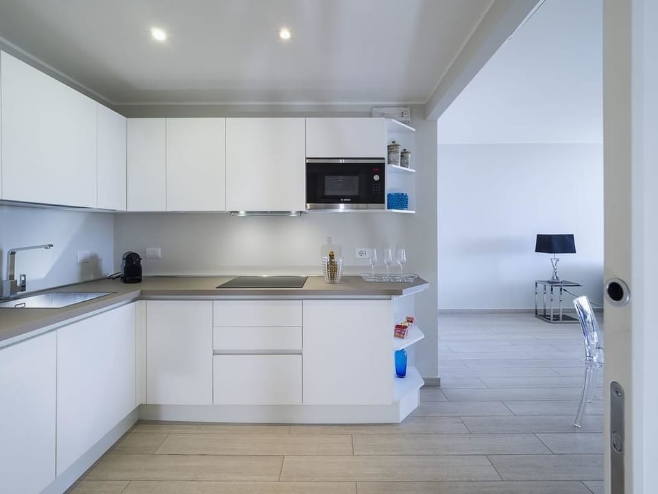 Premium Apartment, Terrace, Sea View | Private kitchen | Full-size fridge, microwave, stovetop, dishwasher