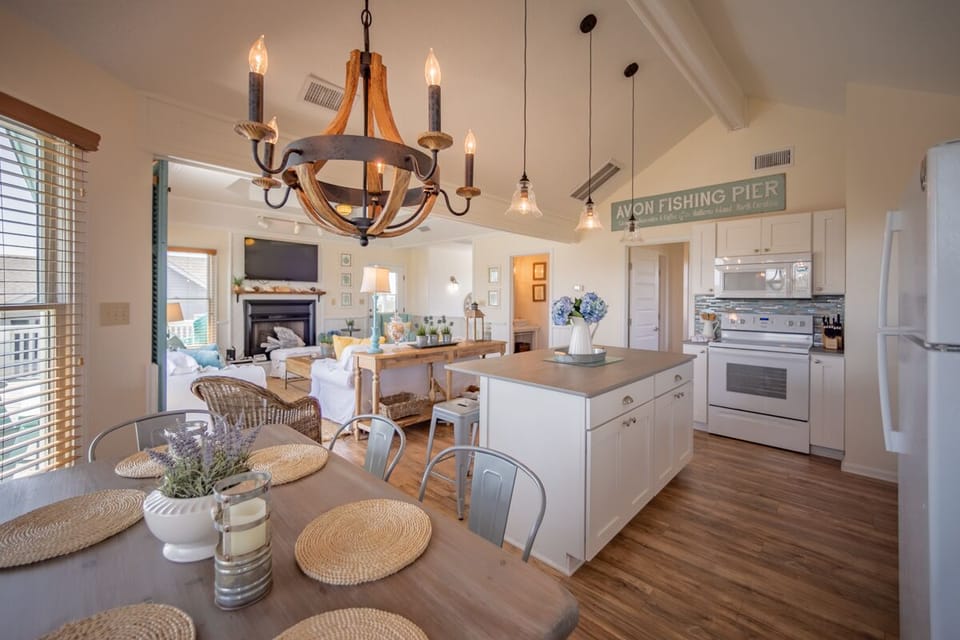 Top Level Kitchen and Family Room with Ocean Views