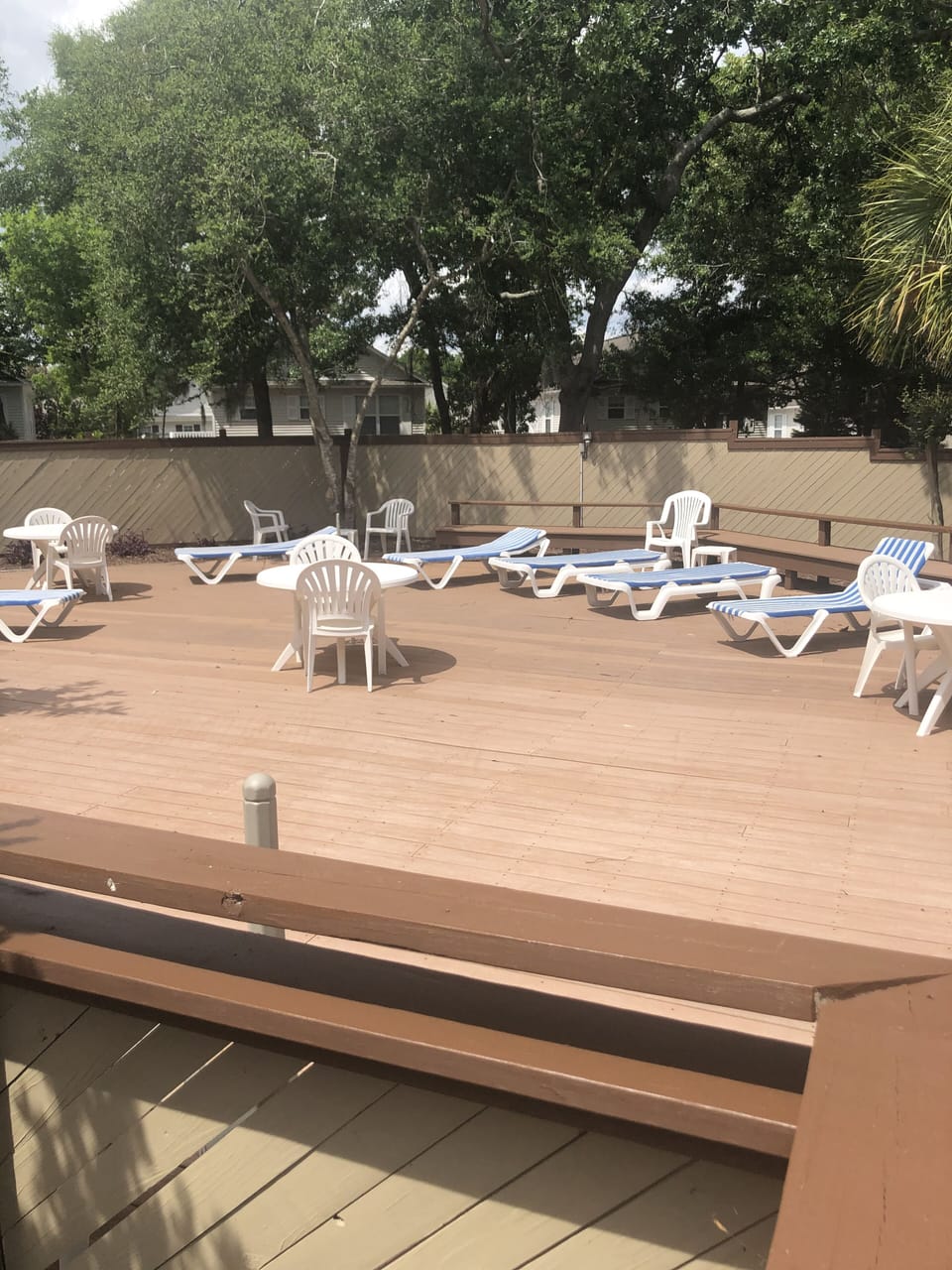 Outdoor pool area, but due to the Corona Virus you have to bring your own chairs