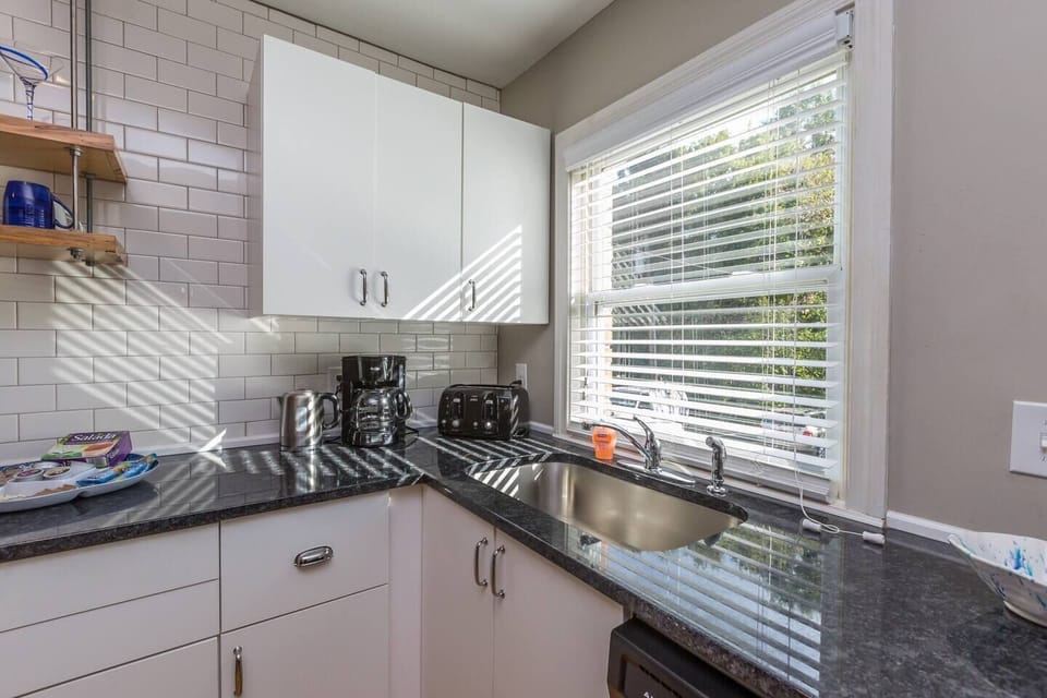 Plenty of counter space and small appliances for your convenience