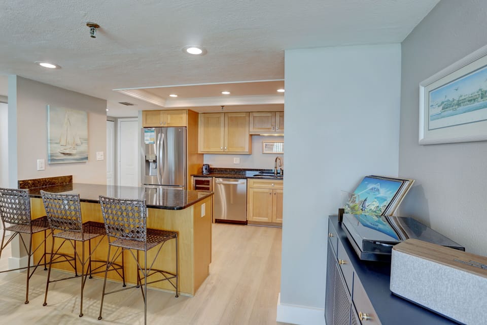 Kitchen with additional bar seating