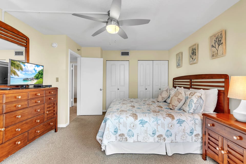 Master Bedroom with King Bed and TV