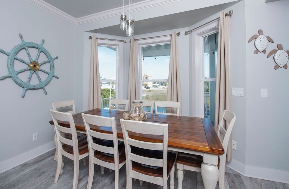 Bay window view from kitchen table