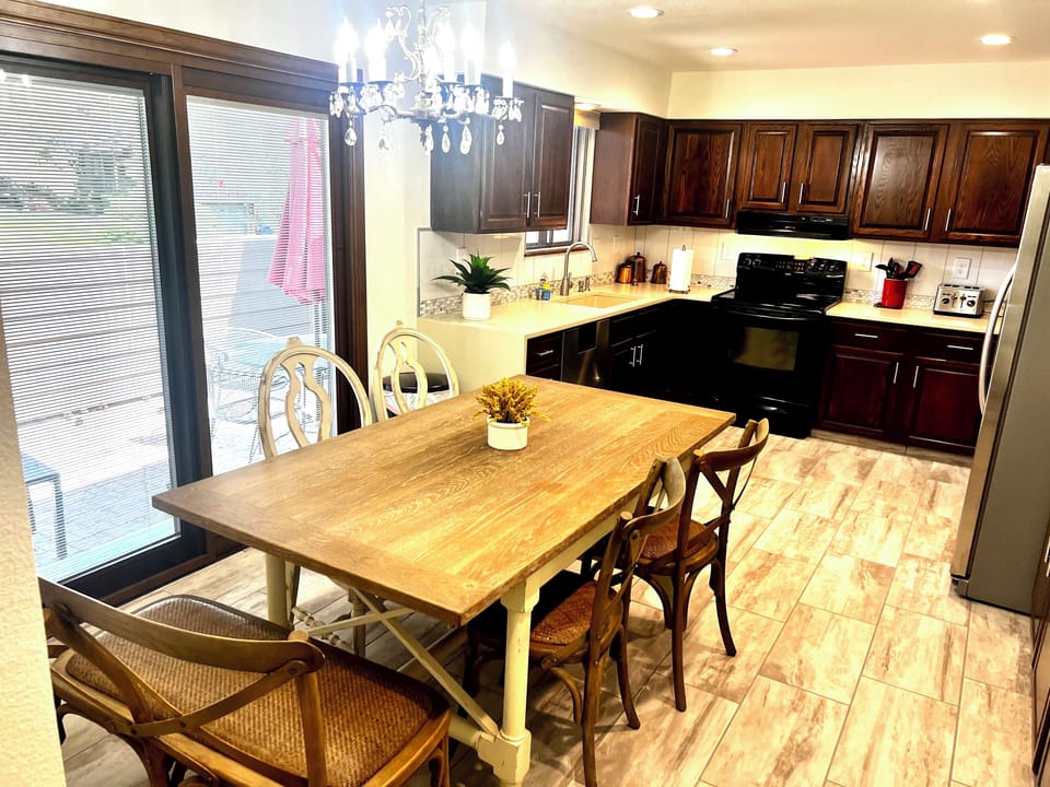 Gourmet kitchen with  large patio
