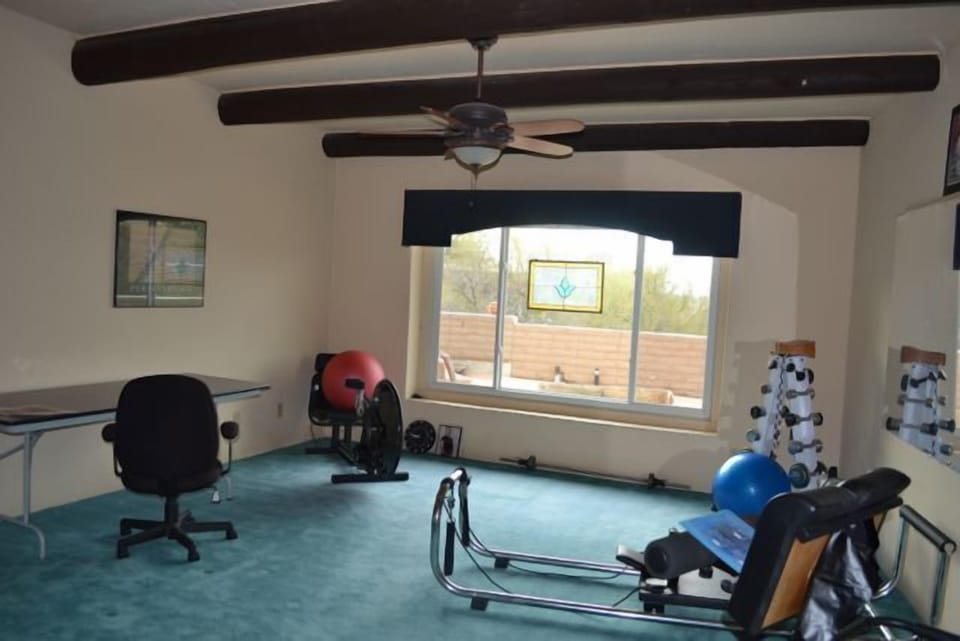 We have an exercise room with basic equipment.
