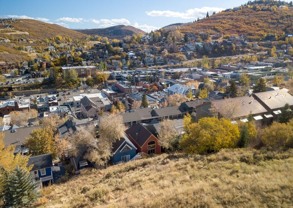 From part way up ski run behind house