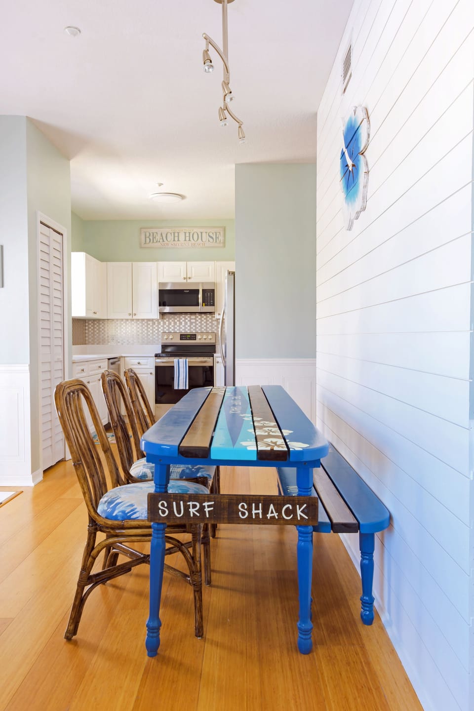 Custom made table and bench.