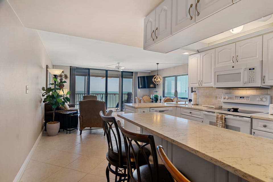 Kitchen leading into the family room
