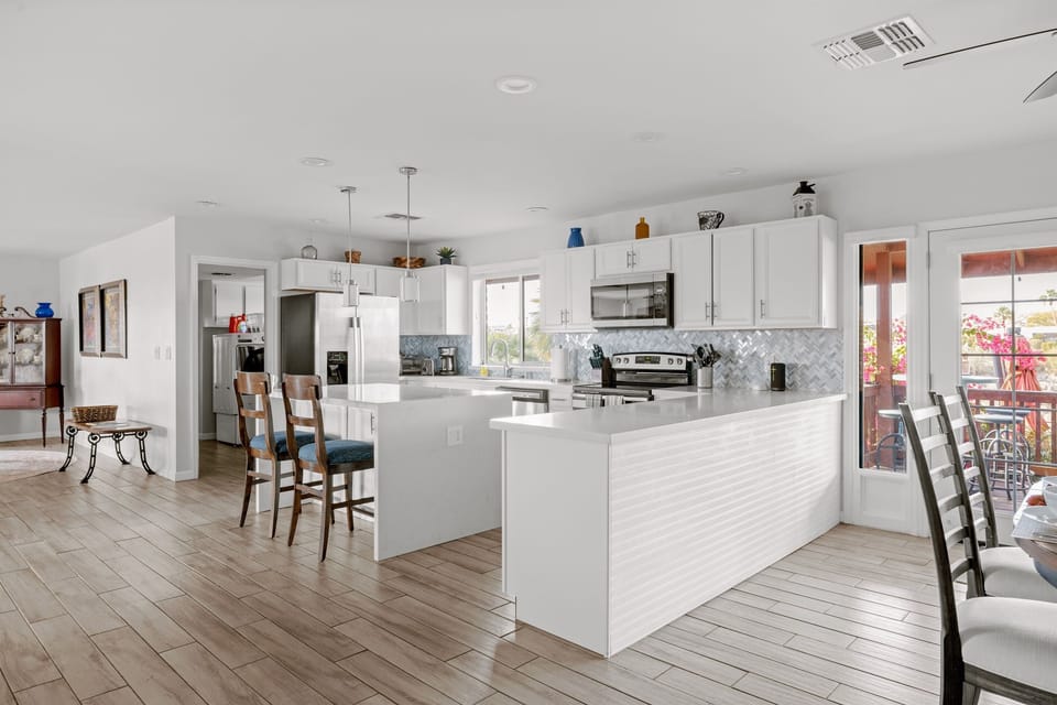 Fully stocked kitchen with all the staples Including Foils, Wraps, Spices, and Starter Coffee Station.