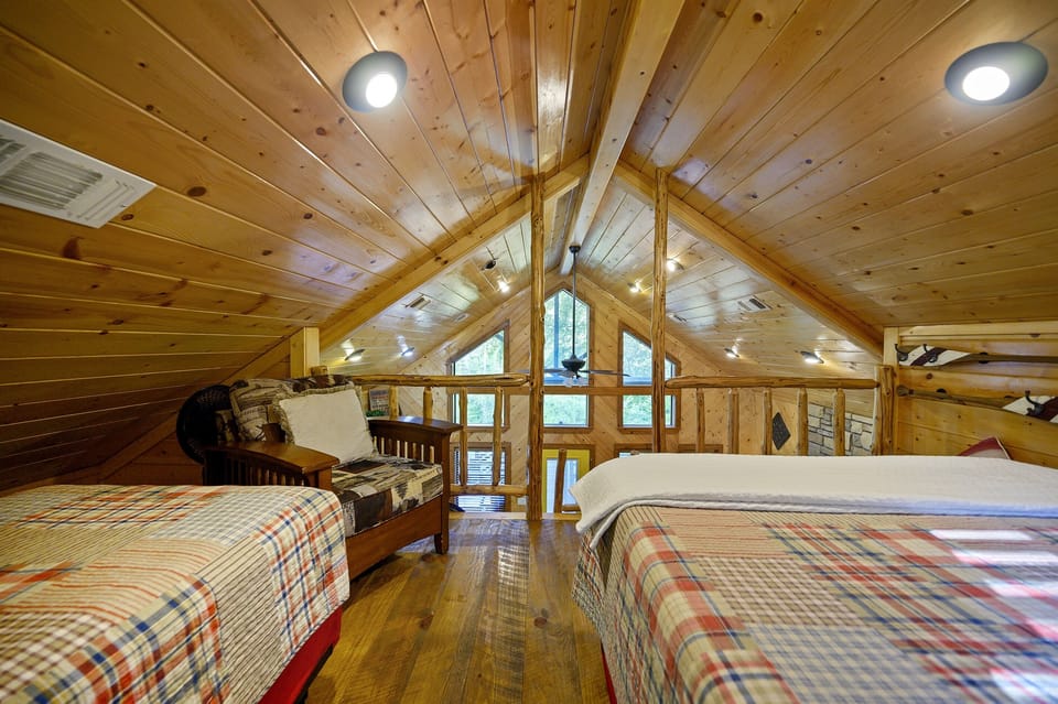Beautiful views from the sleeping loft through the huge living room windows!