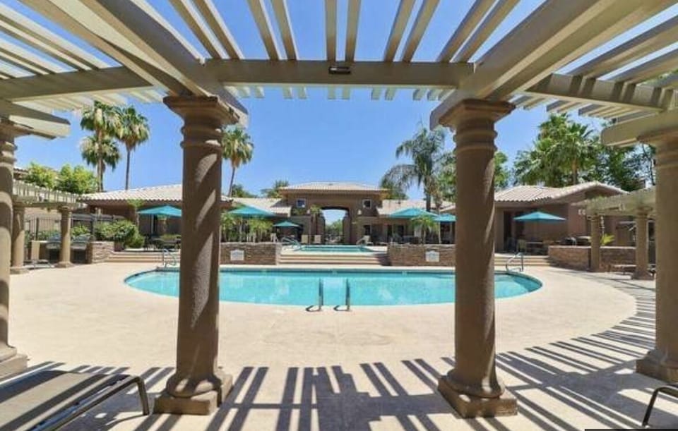 Pool, BBQ, patio area.