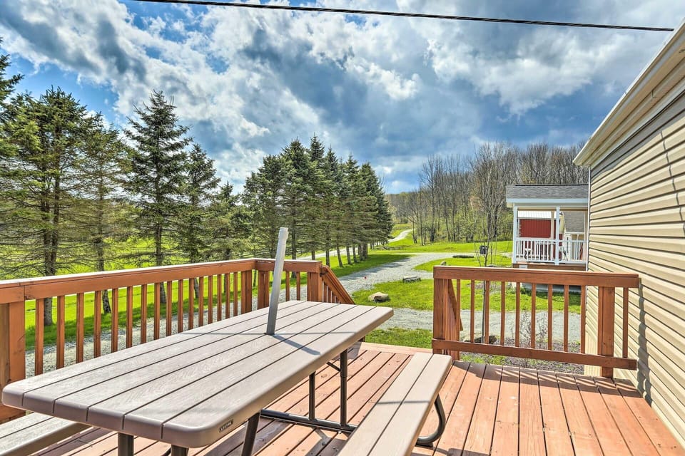 Step onto the private deck and enjoy the view while sipping a cold brew.